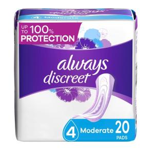 Always Discreet Adult Incontinence Pads For Women Moderate Absorbency Regular Length
