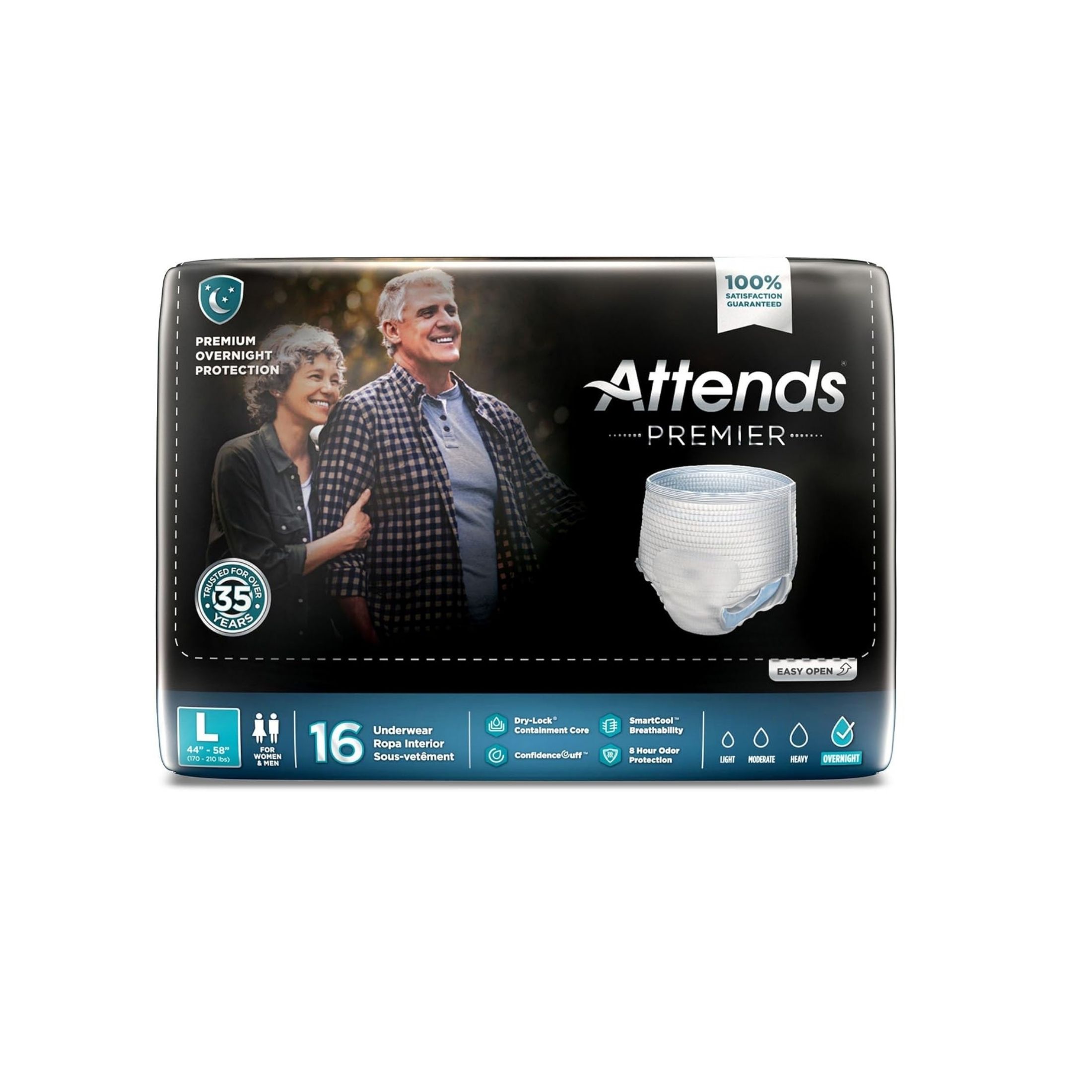 Attends Premier Disposable Underwear Pull On With Tear Away Seams Large, ALI-UW30, Overnight