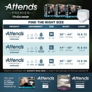 Attends Premier Briefs For Women & Men Medium Overnight - 4 Pks Of 14