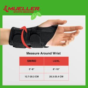 Mueller Green Fitted Wrist Brace, Left, One Size Fits Most
