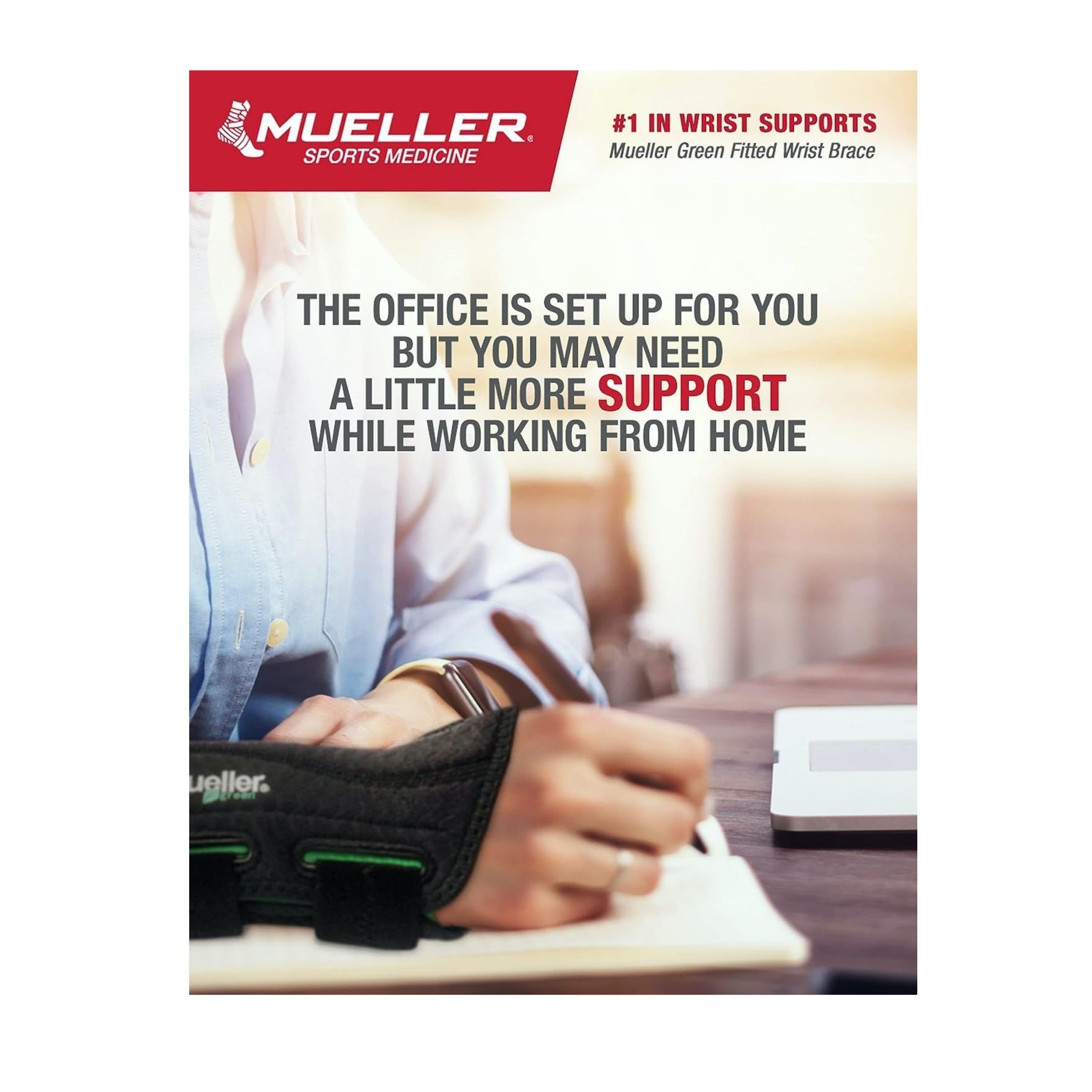 Mueller Green Fitted Wrist Brace, Left, One Size Fits Most