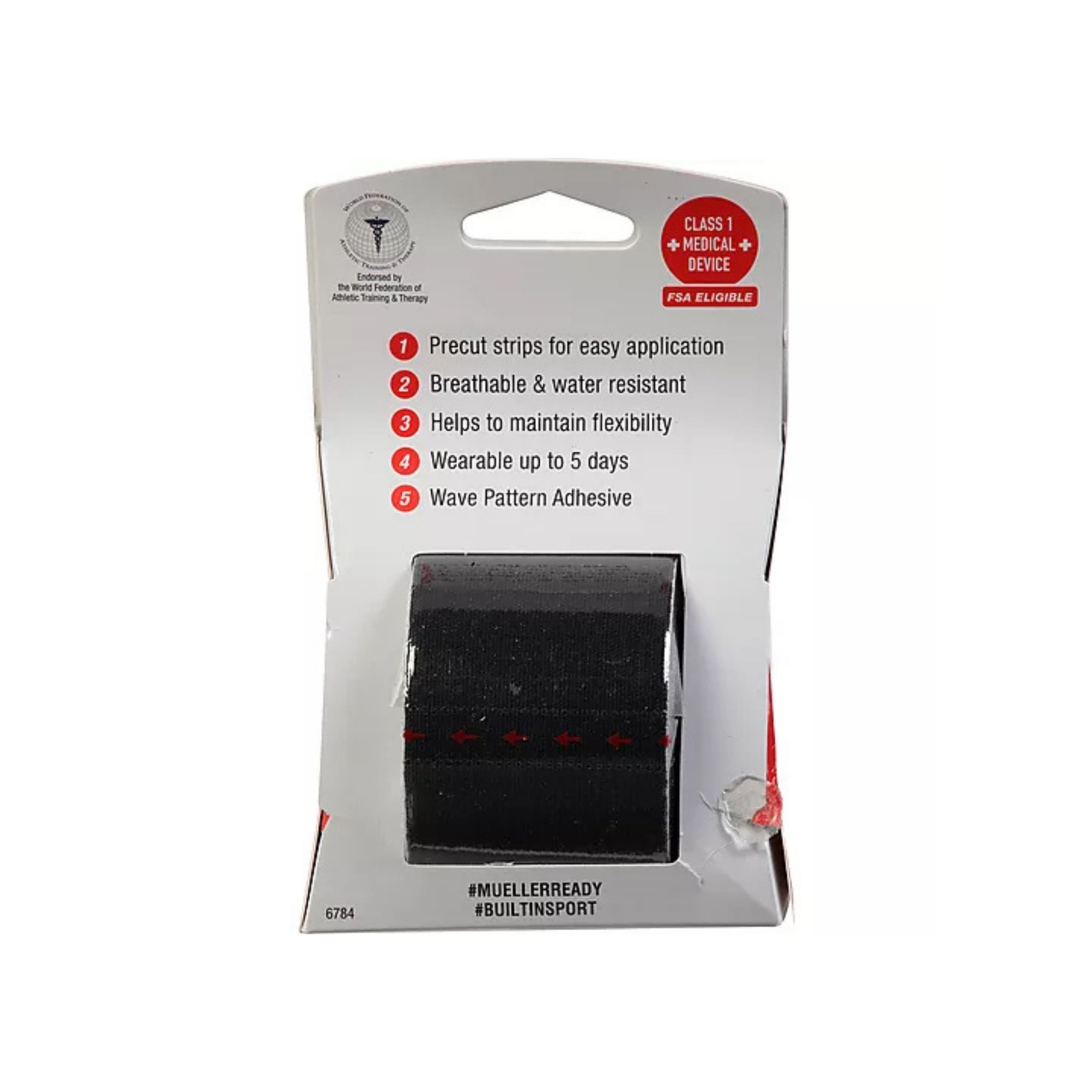 Mueller Typhoon Black Kinesiology Therapeutic Tape 20 Ea Blister Pack