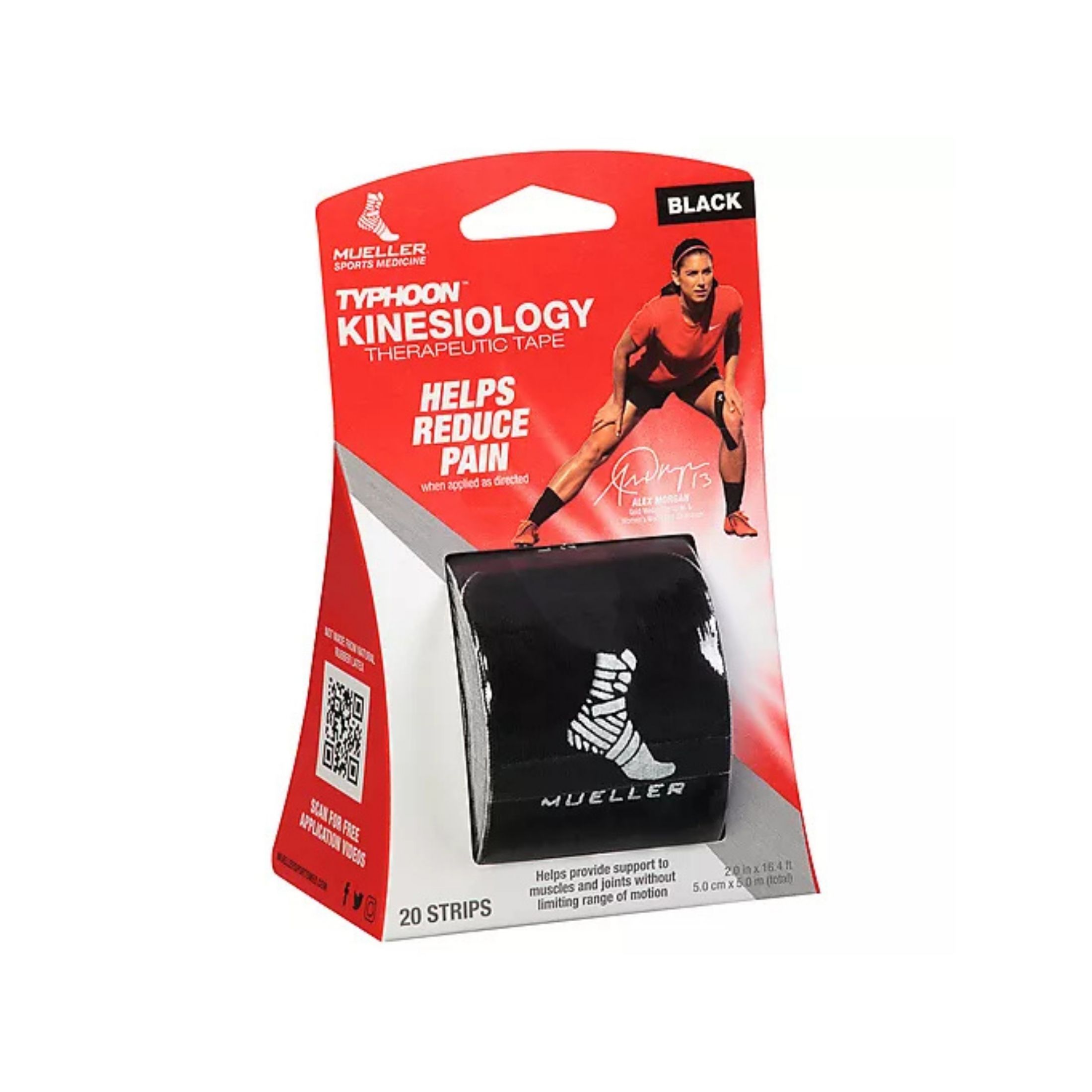 Mueller Typhoon Black Kinesiology Therapeutic Tape 20 Ea Blister Pack