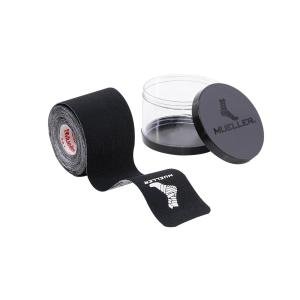 Mueller Typhoon Elite Kinesiology Therapeutic Tape, 20 Pre-Cut I-Strips, Black