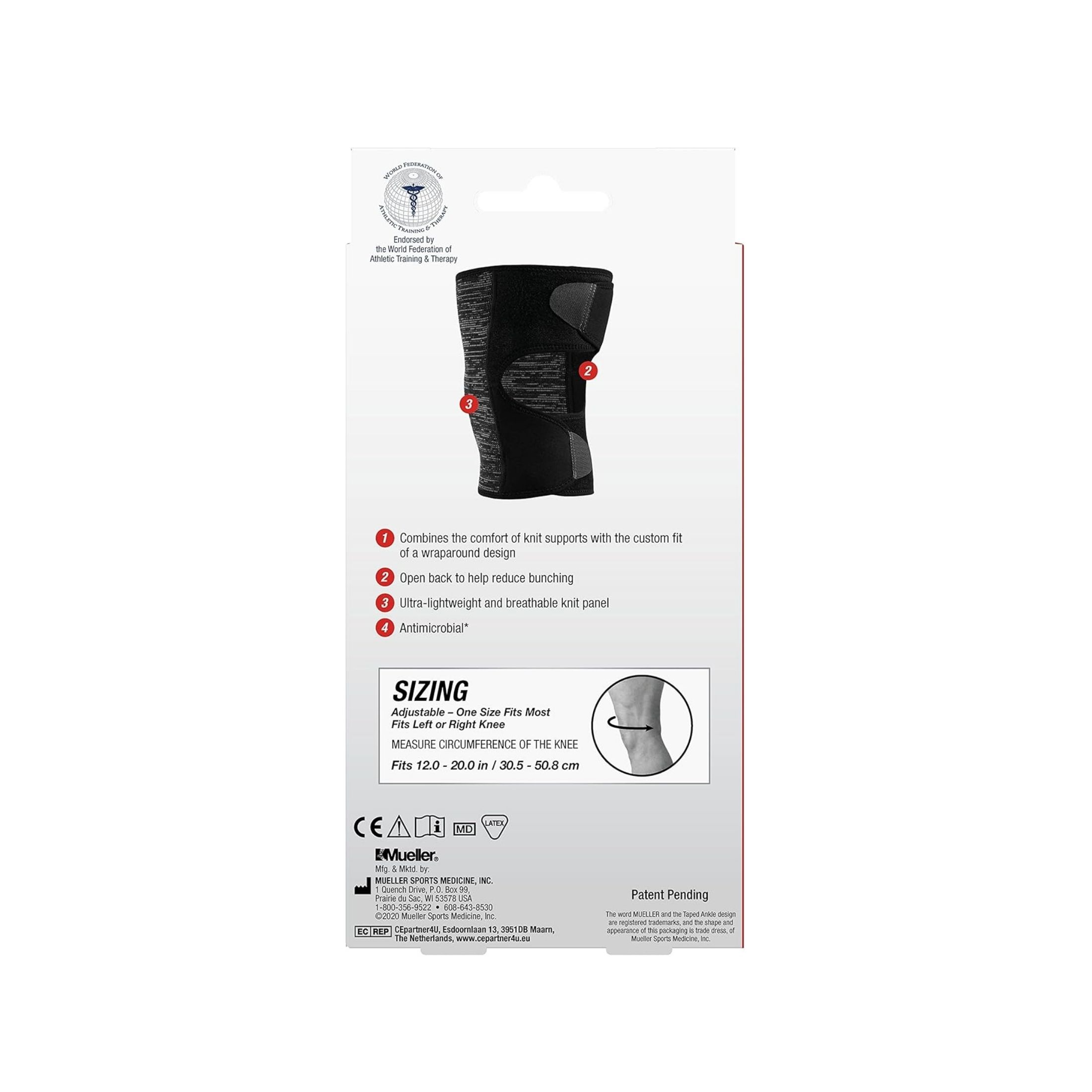 Mueller Hybrid Wraparound Knee Support, One Size Fits Most