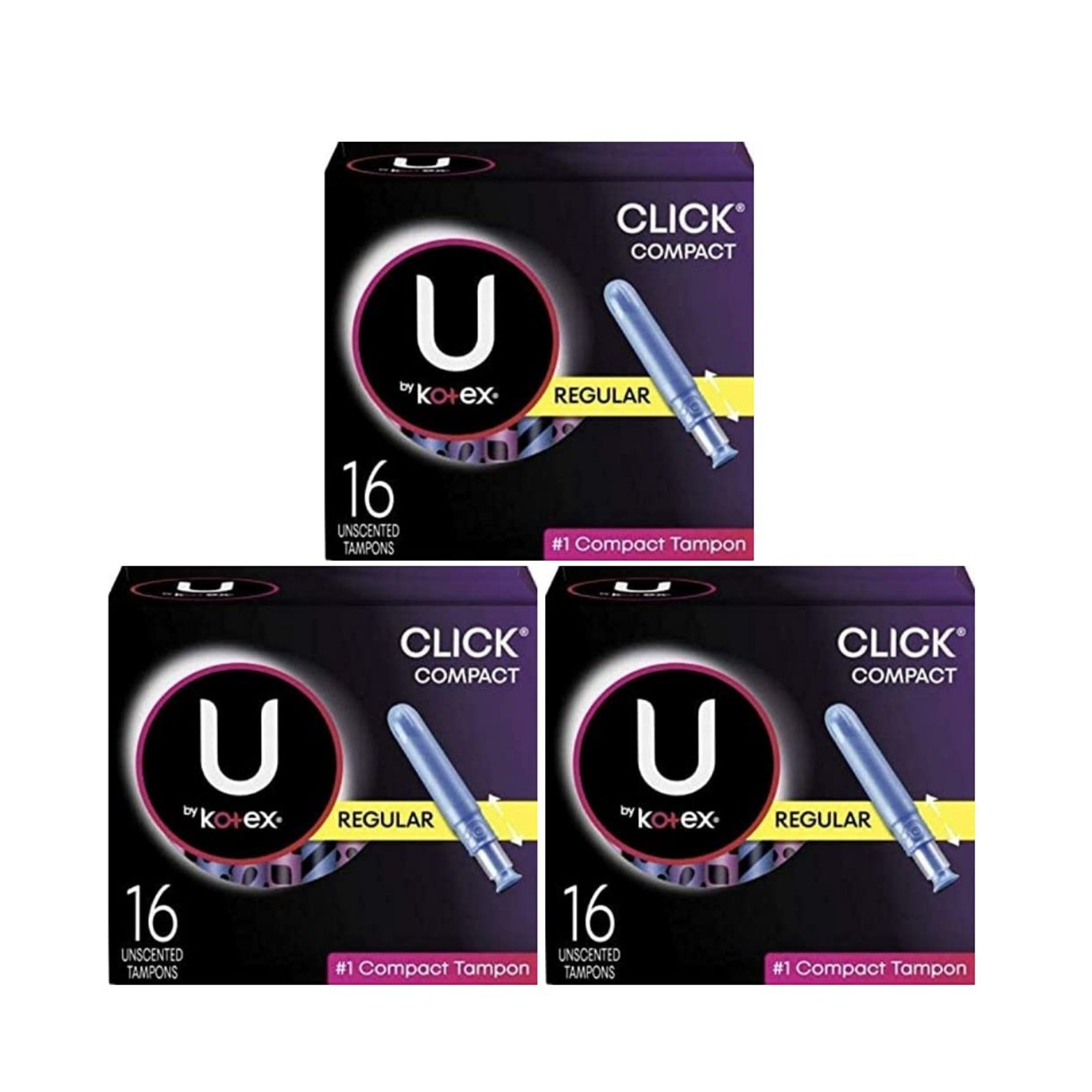 U By Kotex Click Compact Tampons, Regular, Unscented