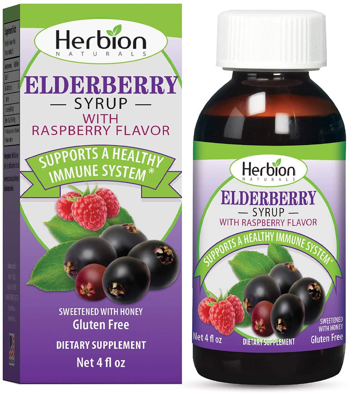 Herbion Naturals Elderberry Syrup 4 Oz Raspberry Flavor Immune Support