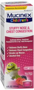 Mucinex Stuffy Nose & Chest Congestion, Liquid, Children's, Very Berry Flavor 4 Fl Oz