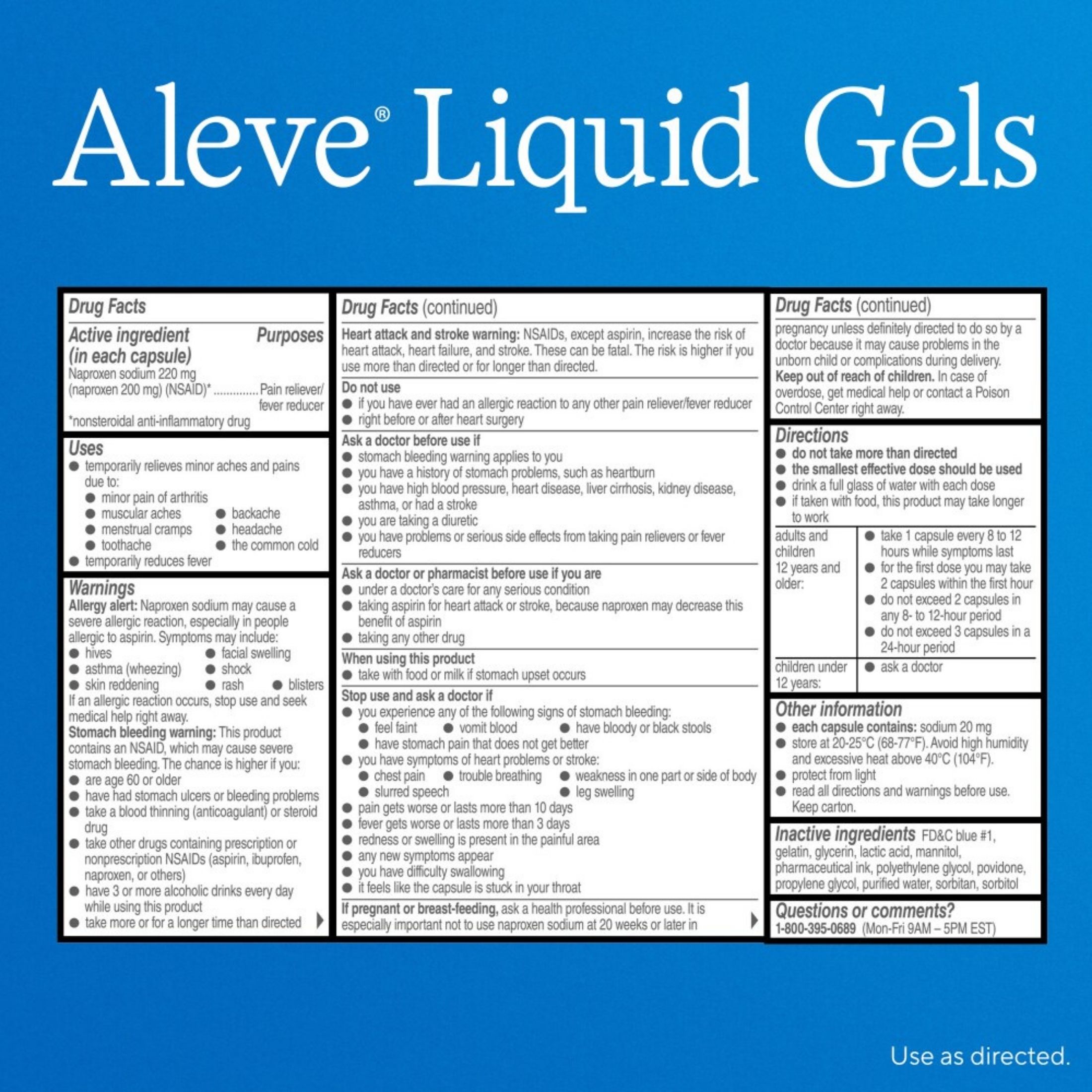 Aleve Pain Reliever/Fever Reducer, 220 Mg, Liquid Gels, Capsules