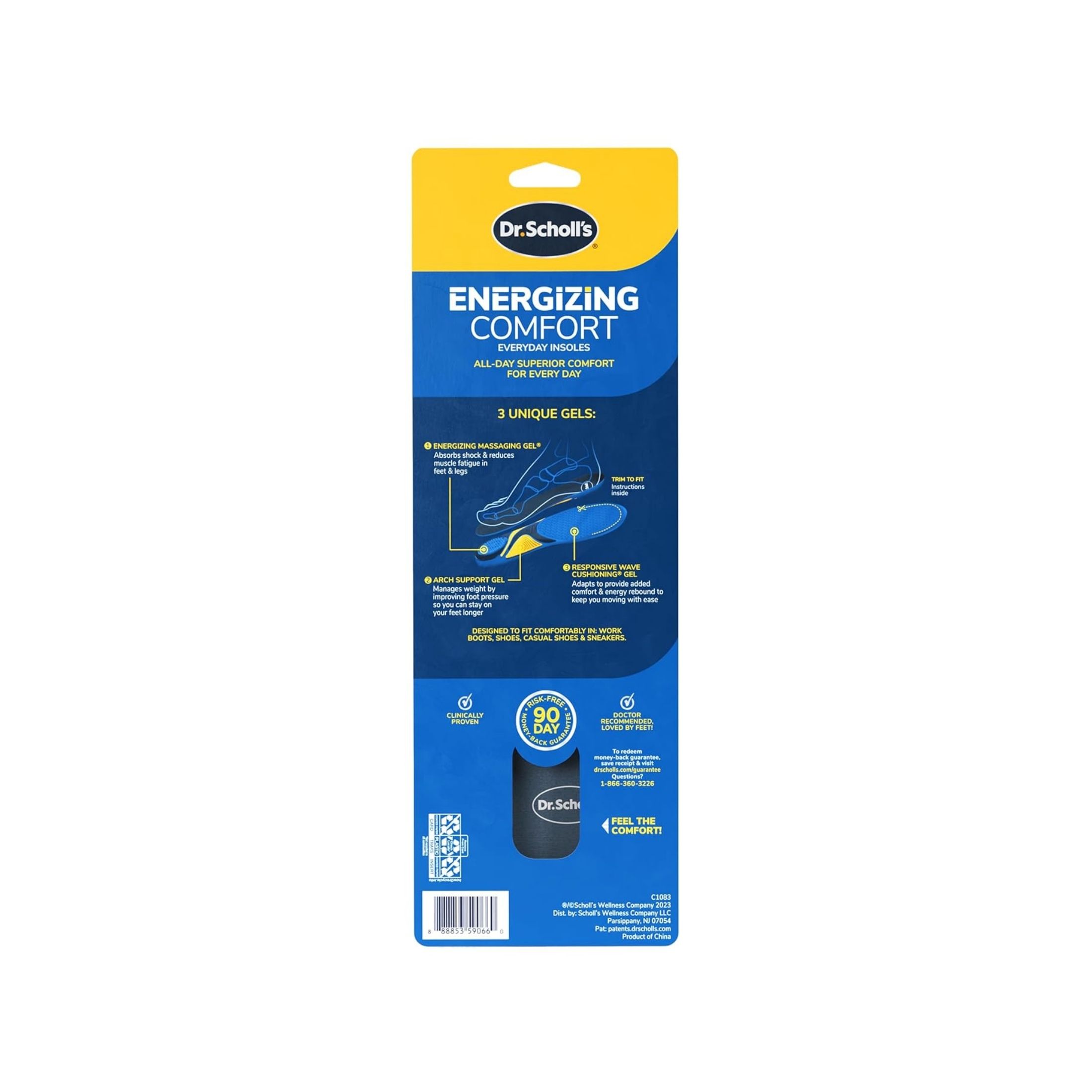 Dr. Scholl's Everyday Insoles, With Massaging Gel, Energizing Comfort, Men's, Shoe Sizes 8-14