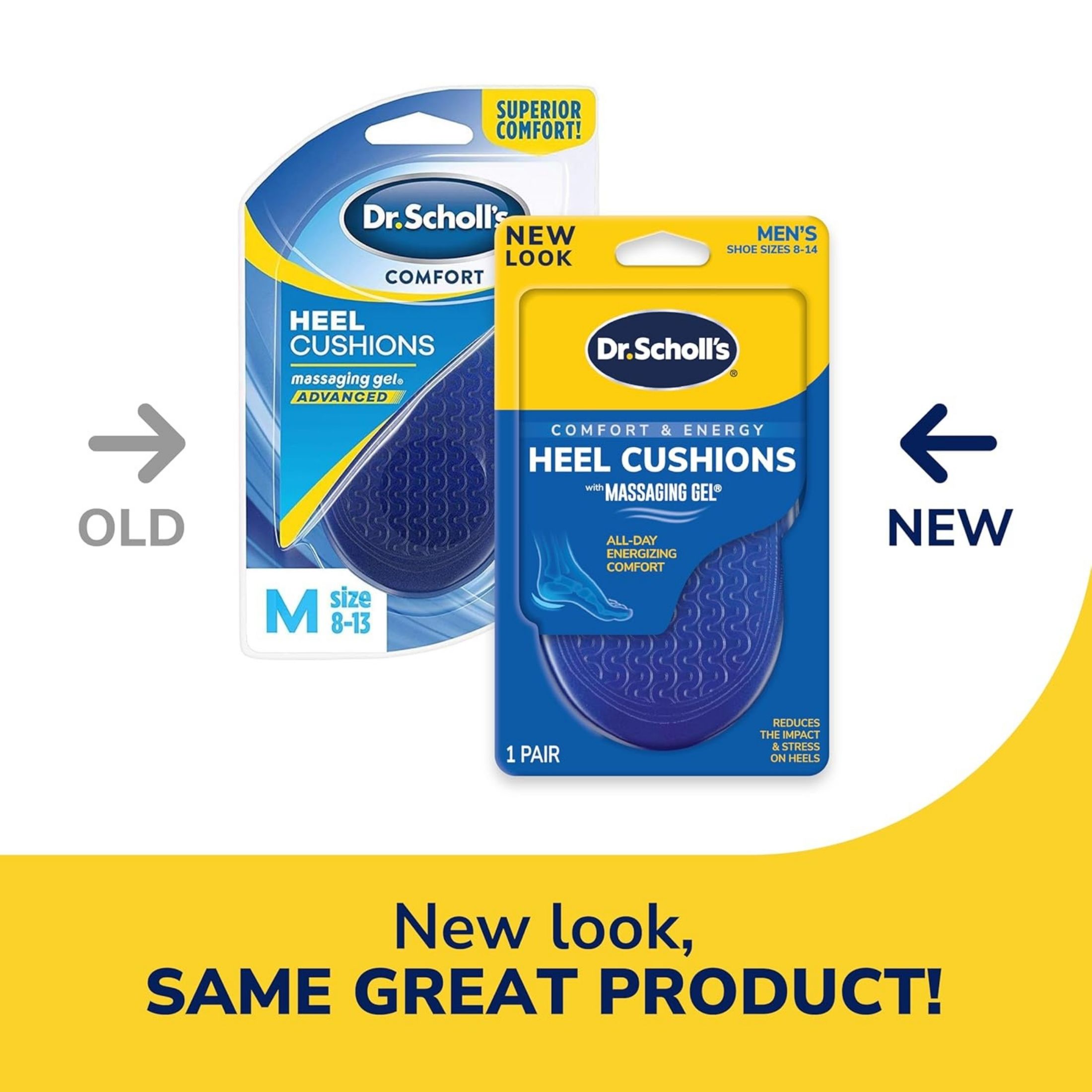 Dr. Scholl's Heel Cushions, Comfort, Massaging Gel, Advanced, Men, Sizes 8 13