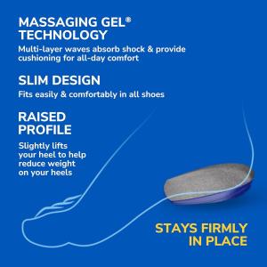 Dr. Scholl's Heel Cushions, Comfort, Massaging Gel, Advanced, Men, Sizes 8 13