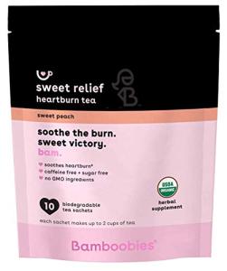 Bamboobies Pregnancy Tea For Nursing Support - 10 Tea Bags - Sweet Peach - Soothes Heartburn - Organic, Non GMO, Caffeine Free, And Sugar Free - Breastfeeding Supplement - Herbal Tea