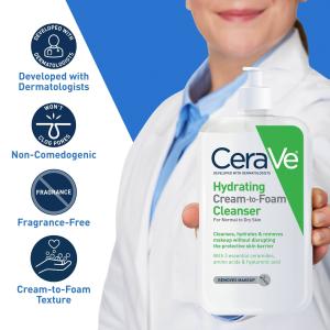 CeraVe Hydrating Cream-To-Foam Cleanser For Normal To Dry Skin - 12 Oz