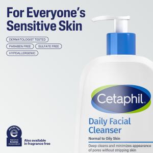 Cetaphil Daily Facial Cleanser Combination To Oily, Sensitive Skin 16 Fl Oz