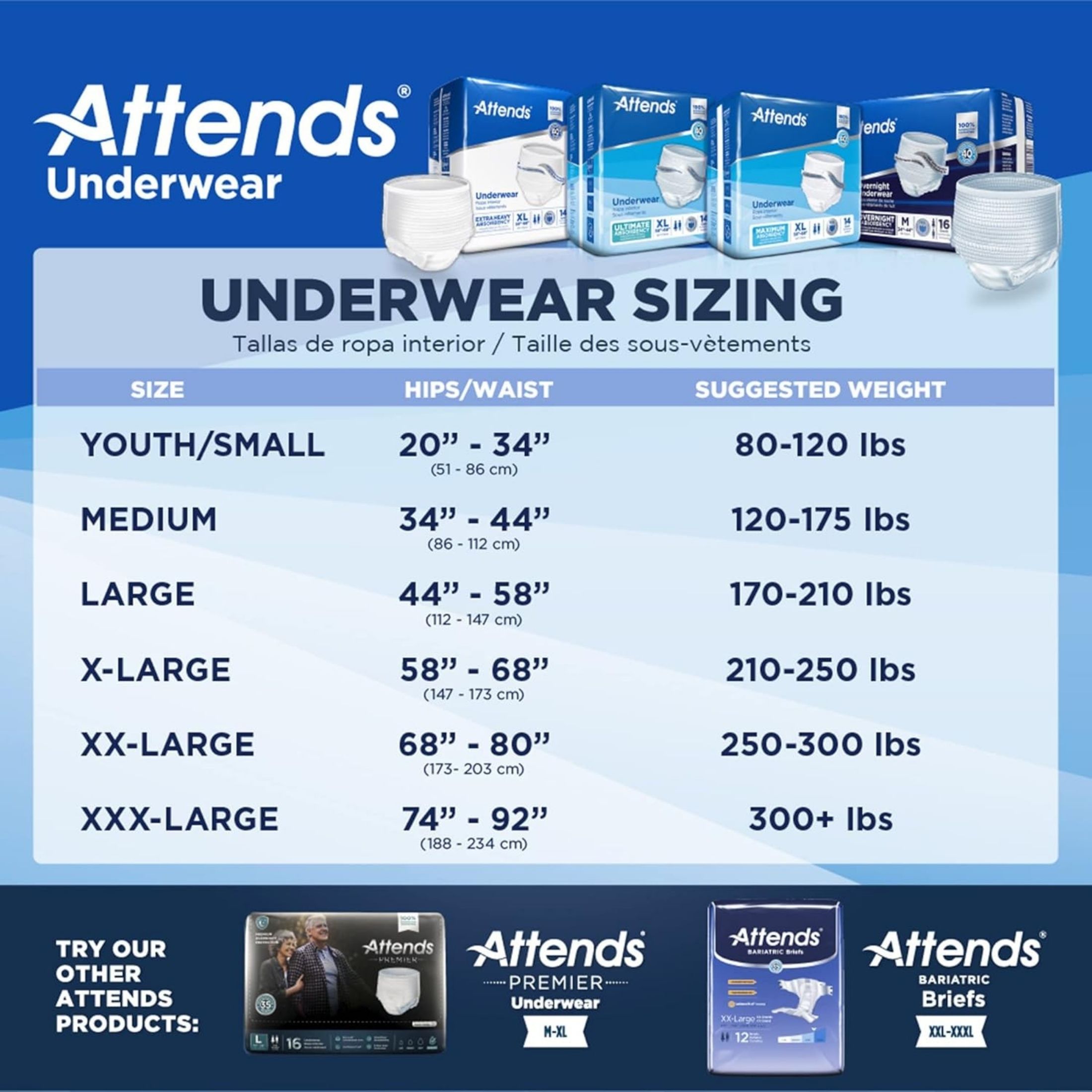 Attends Bariatric Unisex Severe Absorbency Underwear - 3X-Large