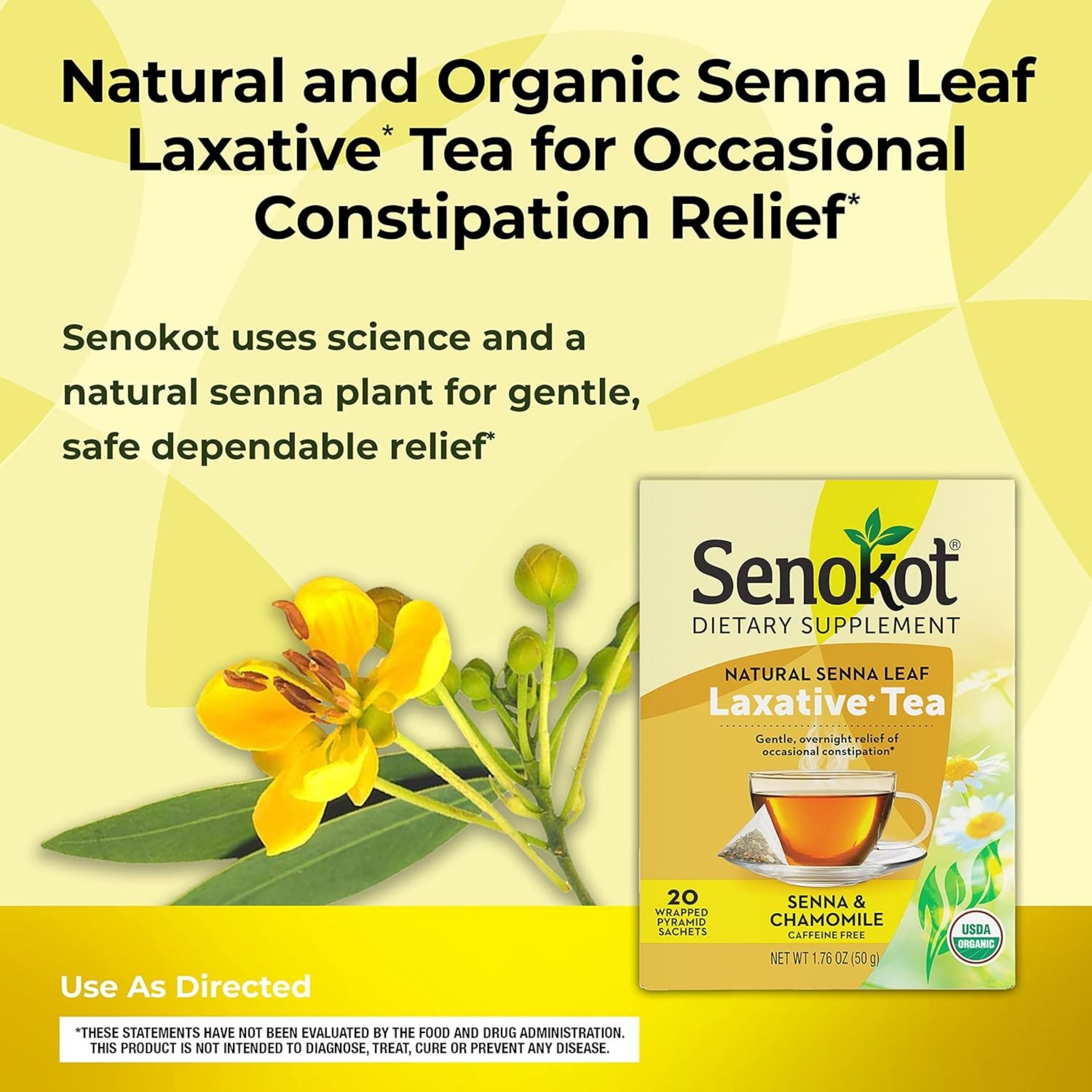 Senokot Natural Senna Leaf Laxative Tea Wrapped Pyramid Sachets