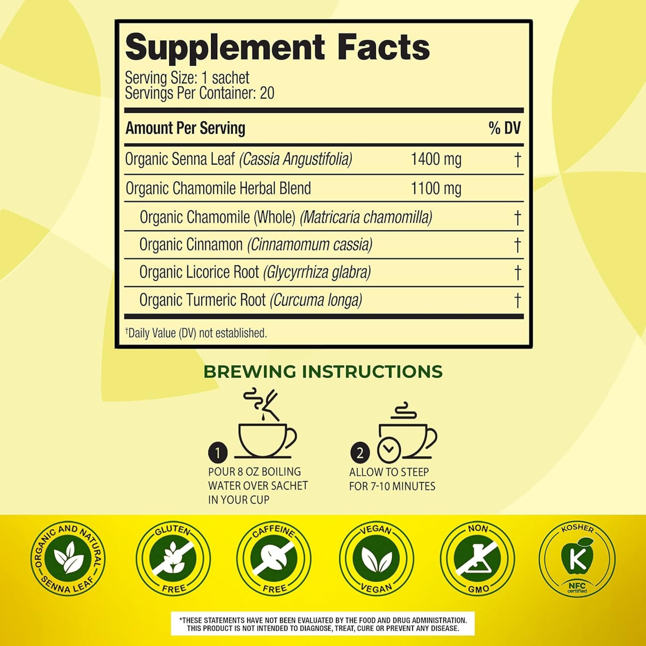 Senokot Natural Senna Leaf Laxative Tea Wrapped Pyramid Sachets