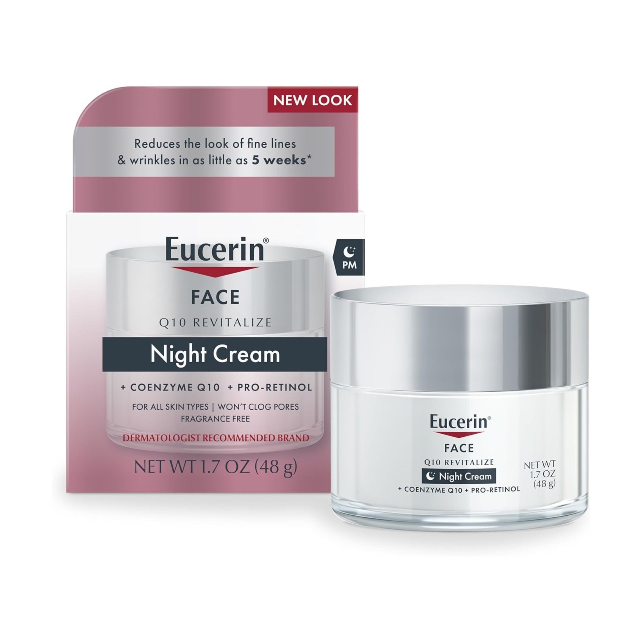 Eucerin Q10 Anti-Wrinkle + Pro-Retinol Night Cream, 1.7 Fl Oz - 48 G