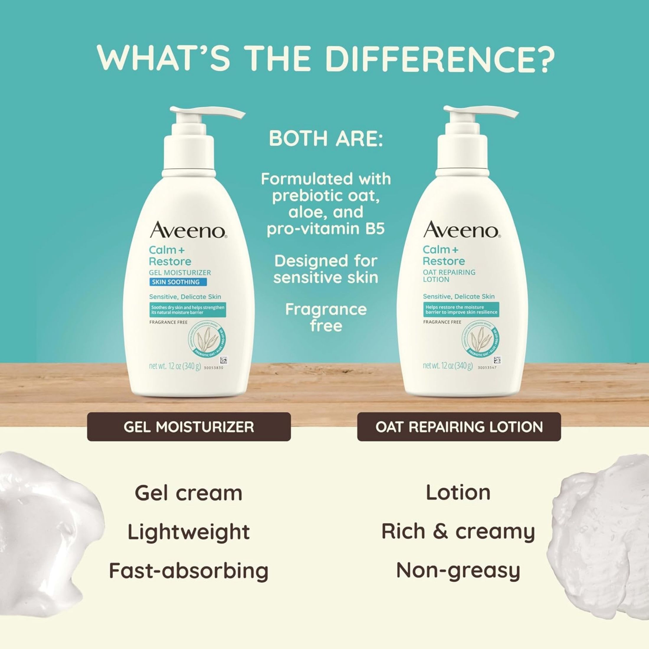 Aveeno Restorative Skin Therapy Oat Repairing Cream, Dry Skin, 12 Oz