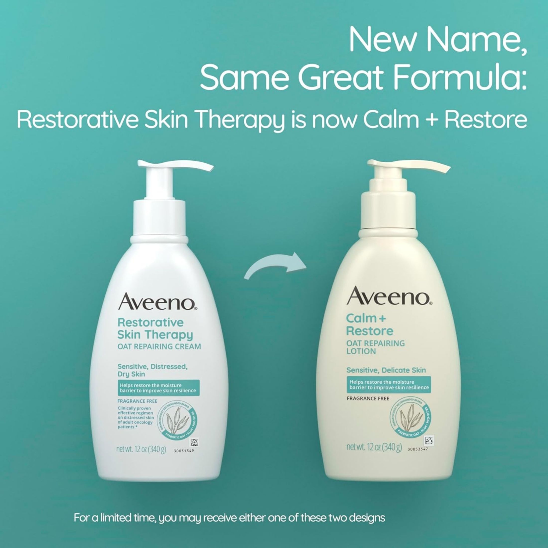 Aveeno Restorative Skin Therapy Oat Repairing Cream, Dry Skin, 12 Oz