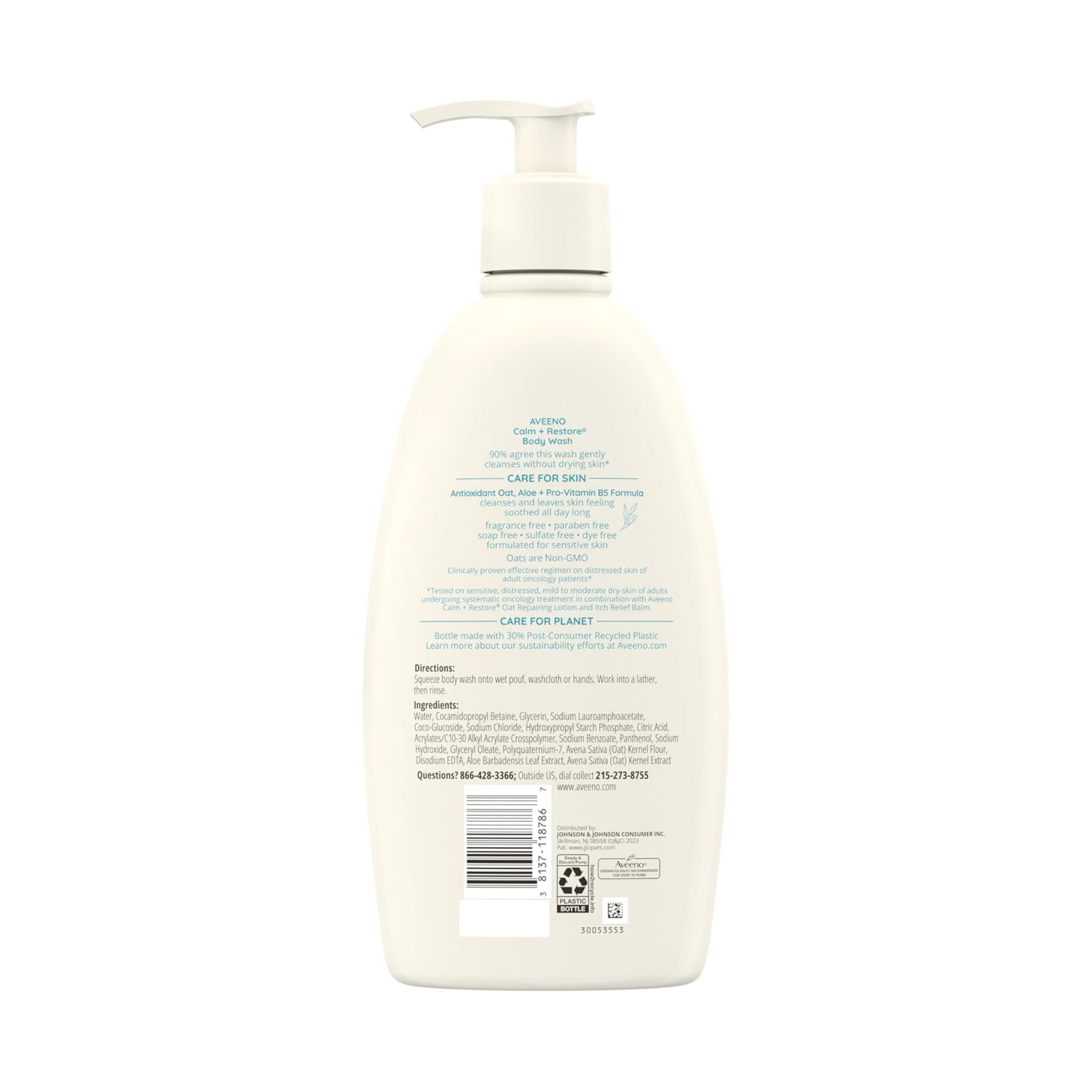 Aveeno Restorative Skin Therapy Sulfate-Free Body Wash, 18 Fl Oz