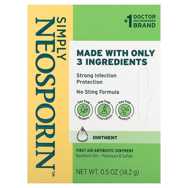 Neosporin Simply Formula 3-Ingredient First Aid Antibiotic Ointment, Bacitracin 0.5 Oz