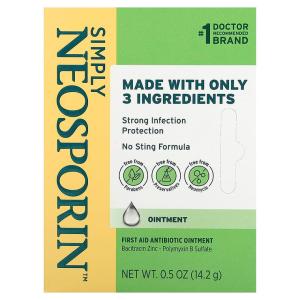Neosporin Simply Formula 3-Ingredient First Aid Antibiotic Ointment, Bacitracin 0.5 Oz