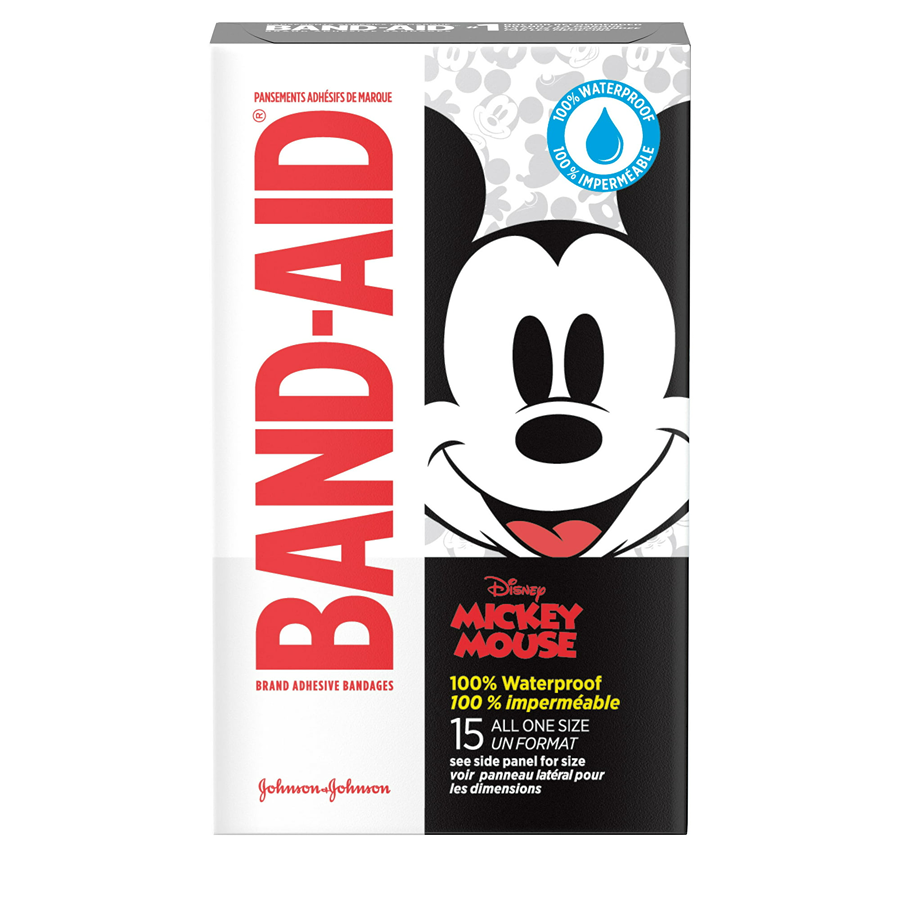 Band-Aid Disney Mickey Mouse 100% Waterproof Adhesive Bandages 15 All One Size