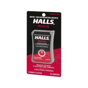 Halls Minis Cherry Flavor Sugar Free Cough Drops, 24 Drops