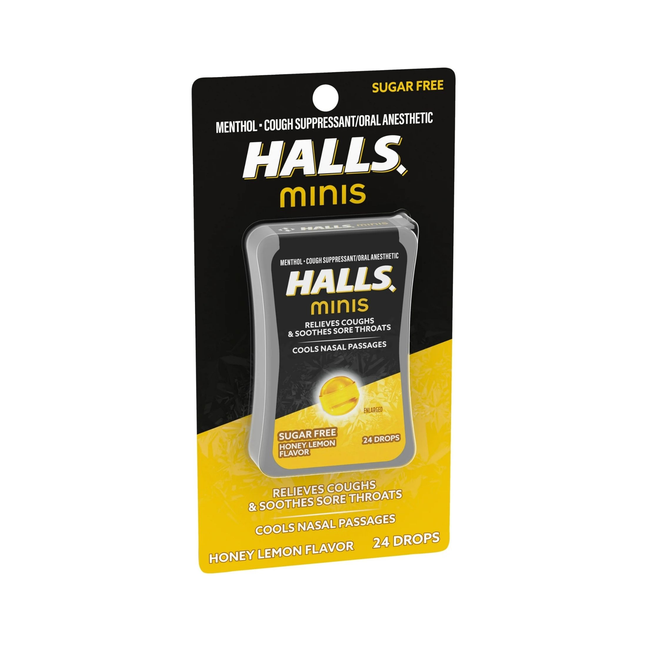 Halls Minis Honey Lemon Flavor Sugar Free Cough Drops, 24 Drops