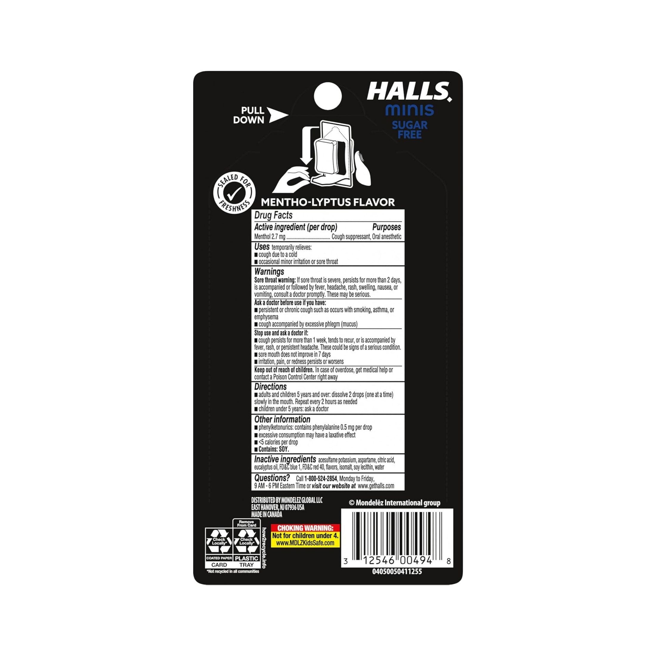 Halls Minis Sugar Free Menthol