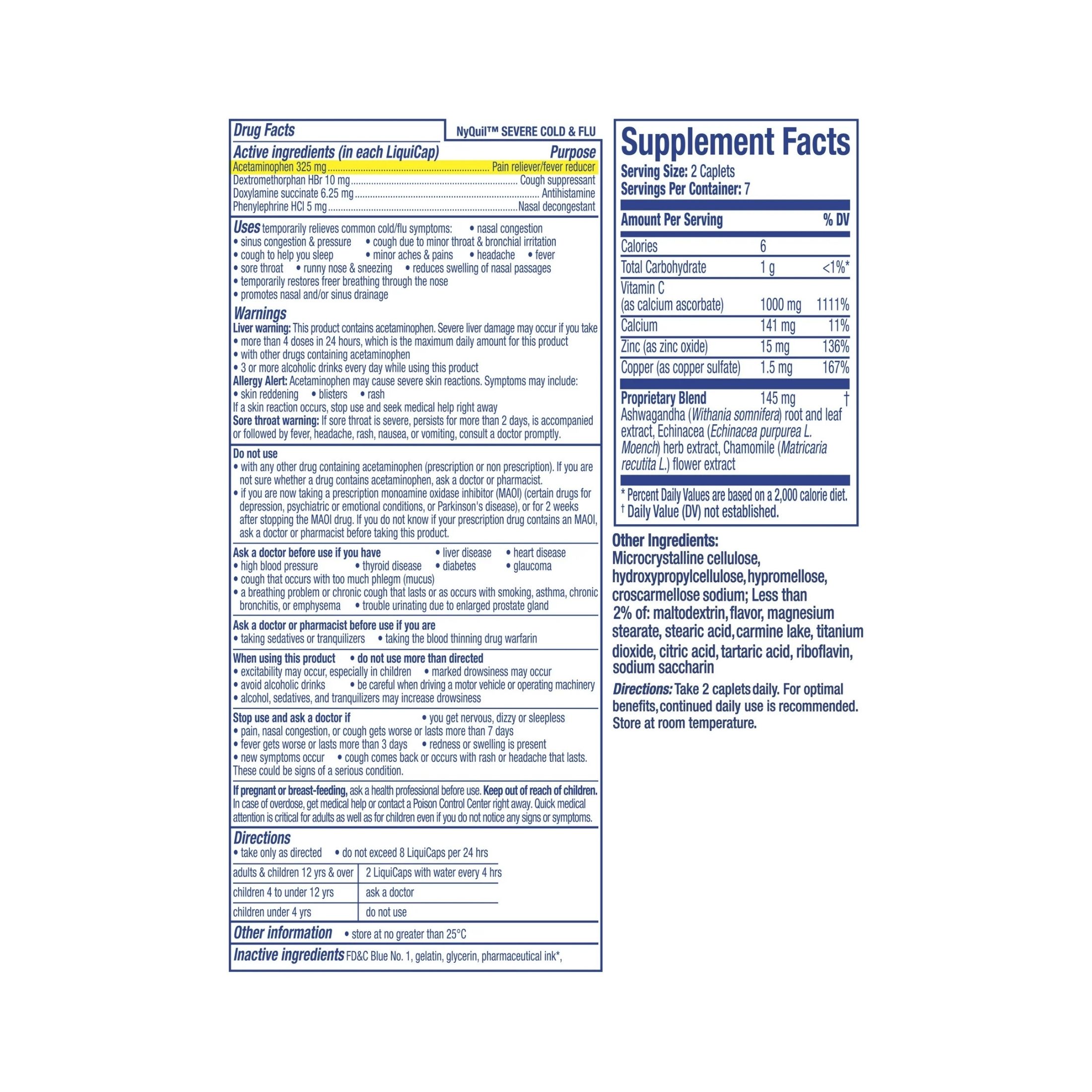 Vicks Severe Cold & Flu + Super C, Nighttime Convenience Pack