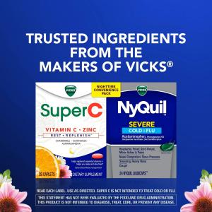 Vicks Severe Cold & Flu + Super C, Nighttime Convenience Pack