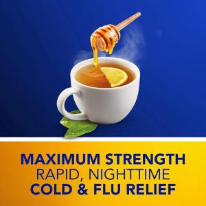 Vicks Cold & Flu + Congestion, Max Strength, Powder Packets, Honey Lemon Tea Flavor