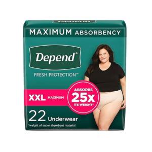 Depend Fit-Flex Adult Incontinence Underwear For Women, Disposable, Maximum Absorbency, XXL, Blush