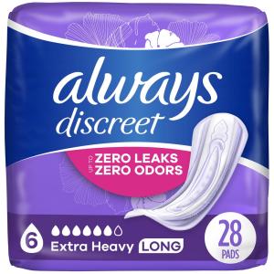 Always Discreet Pads, Extra Heavy Absorbency, Long Length
