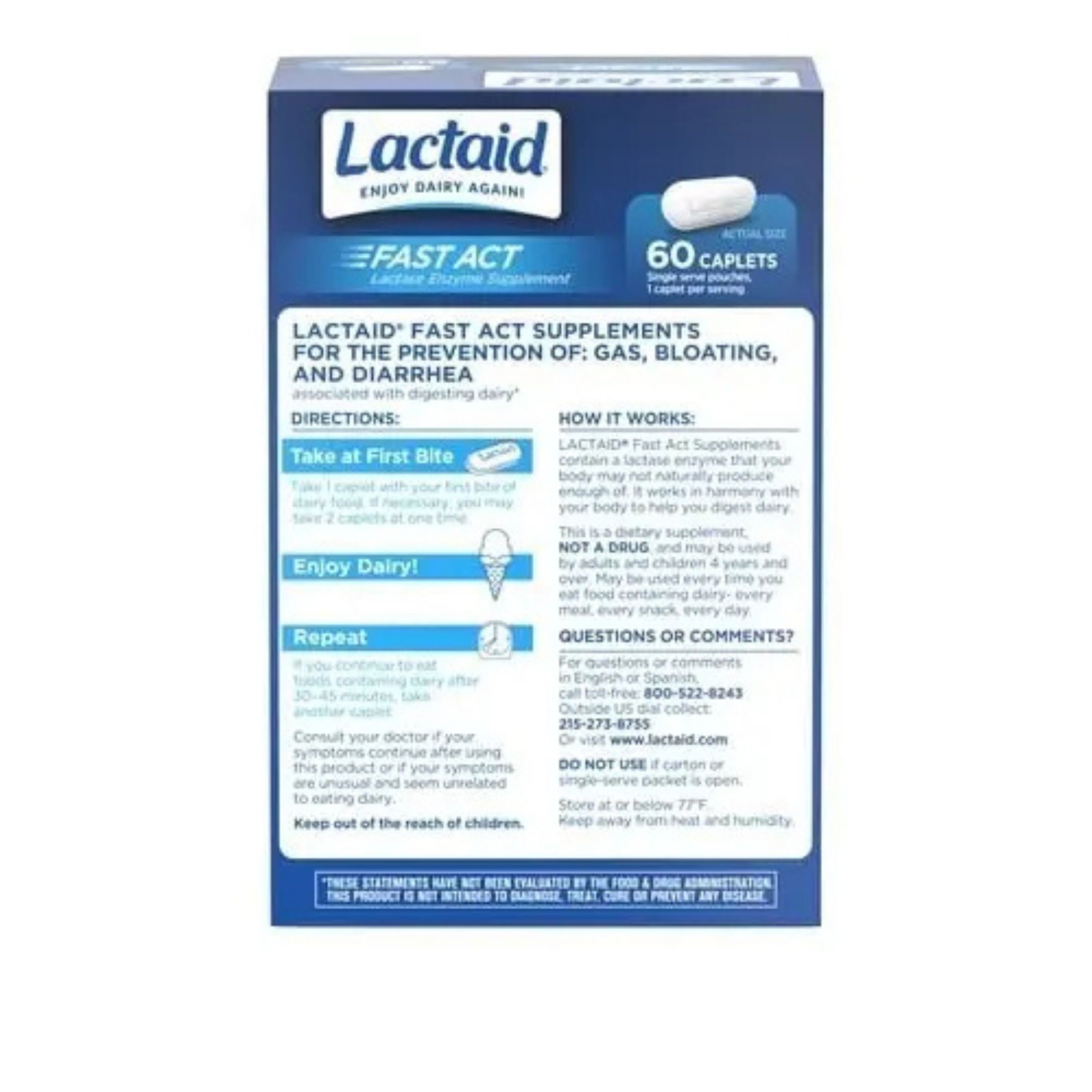 Lactaid Fast Act Caplet - 96ct
