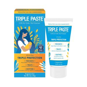 Triple Paste Diaper Rash Cream, Hypoallergenic Medicated Ointment For Babies - 2 Oz