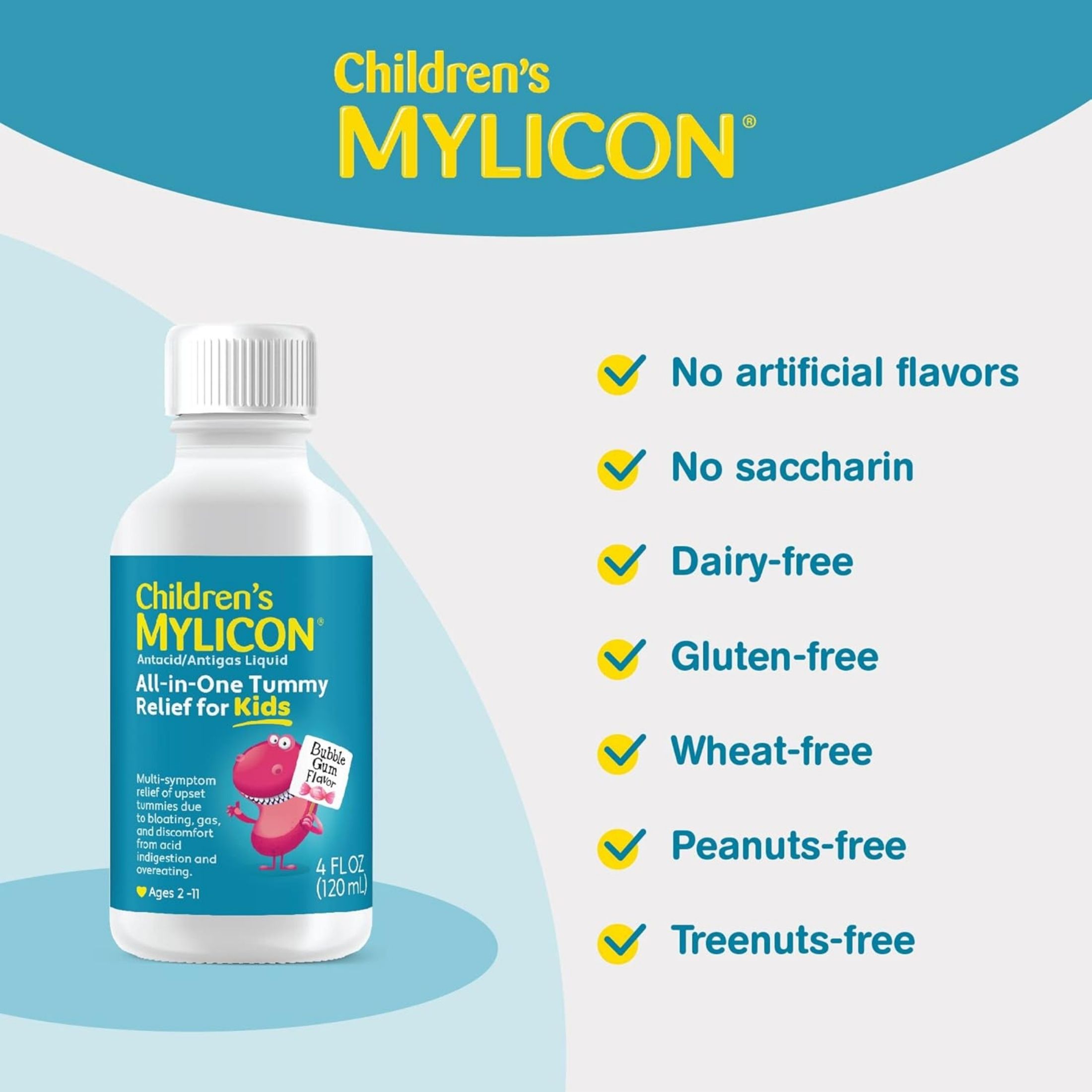 Mylicon Bubble Gum Flavor All-in-One Tummy Relief For Kids - 4oz