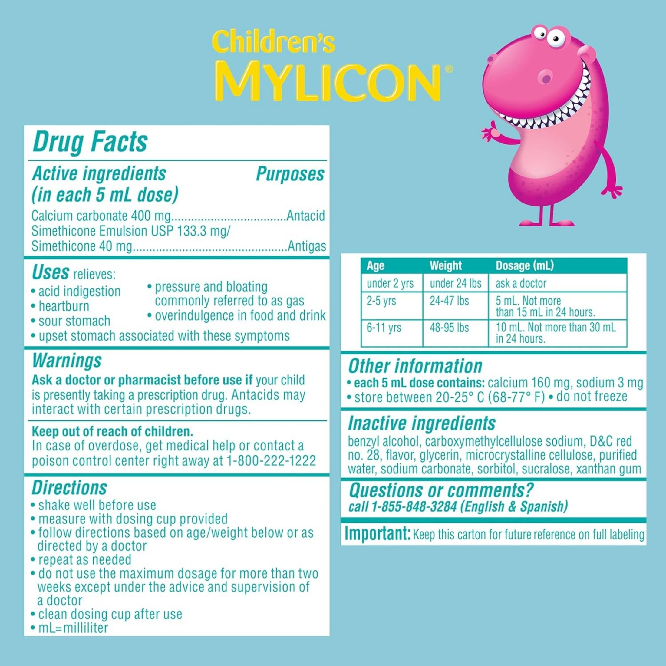 Mylicon Bubble Gum Flavor All-in-One Tummy Relief For Kids - 4oz