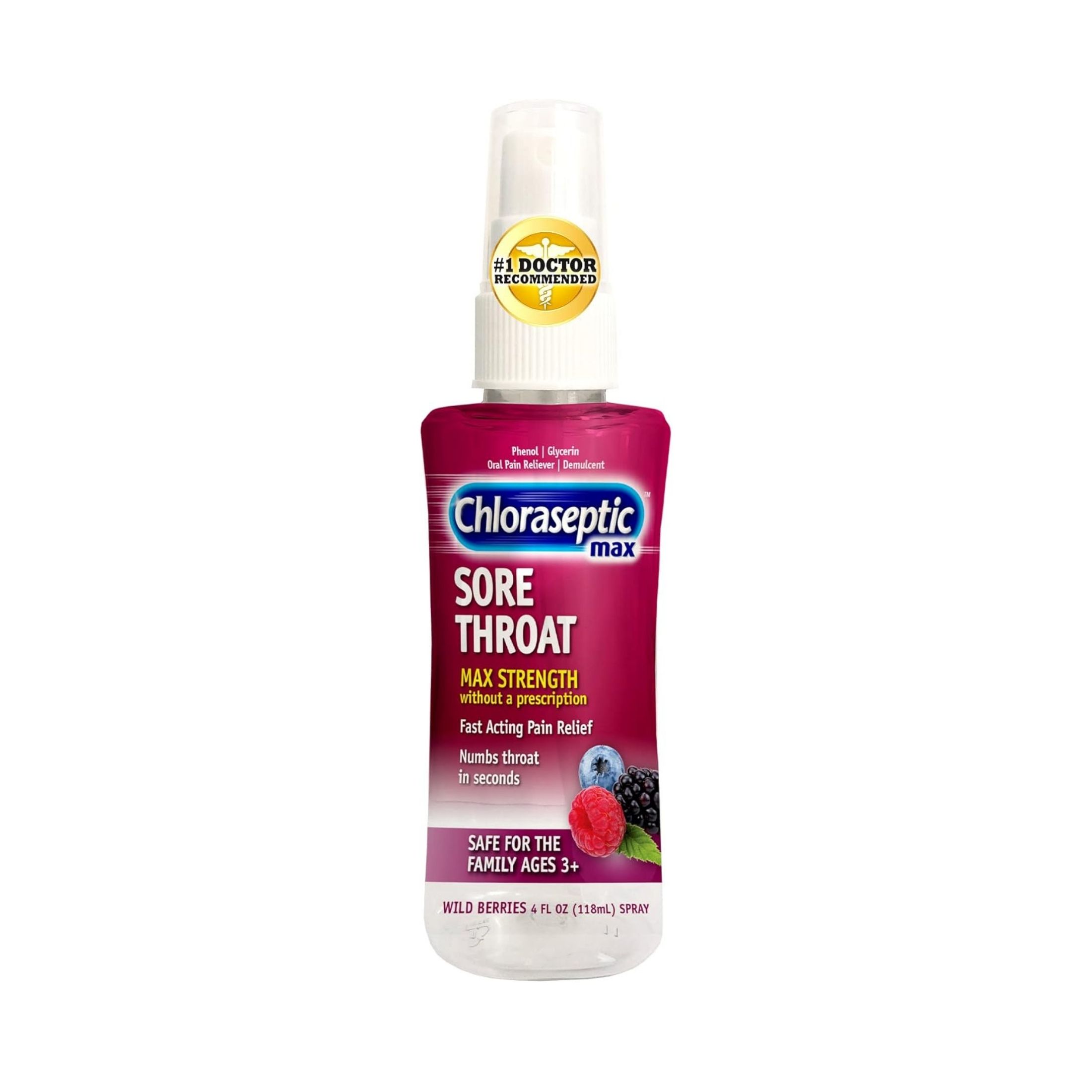 Chloraseptic Sore Throat Max Strength Wild Berries Spray 4 Fl Oz
