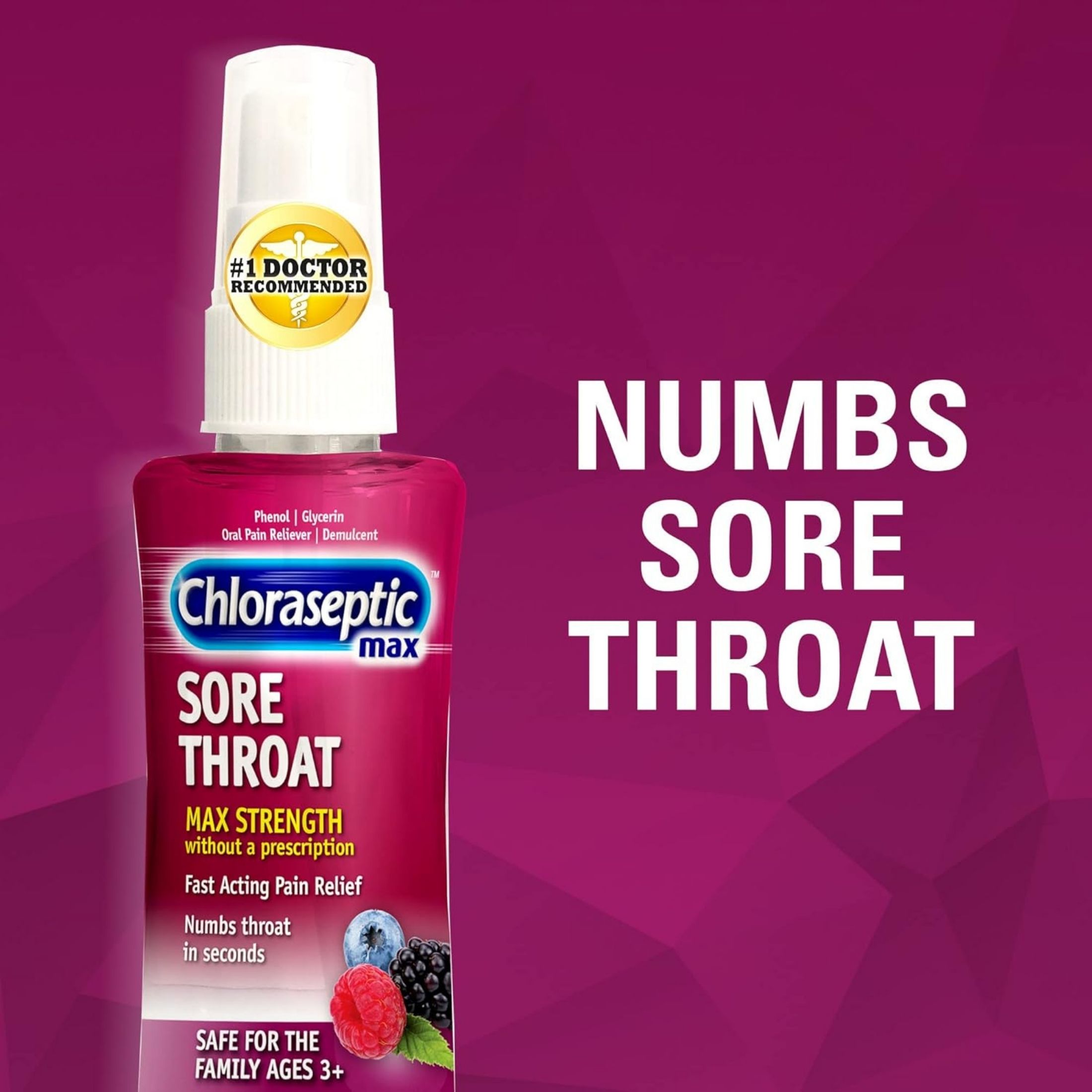 Chloraseptic Sore Throat Max Strength Wild Berries Spray 4 Fl Oz