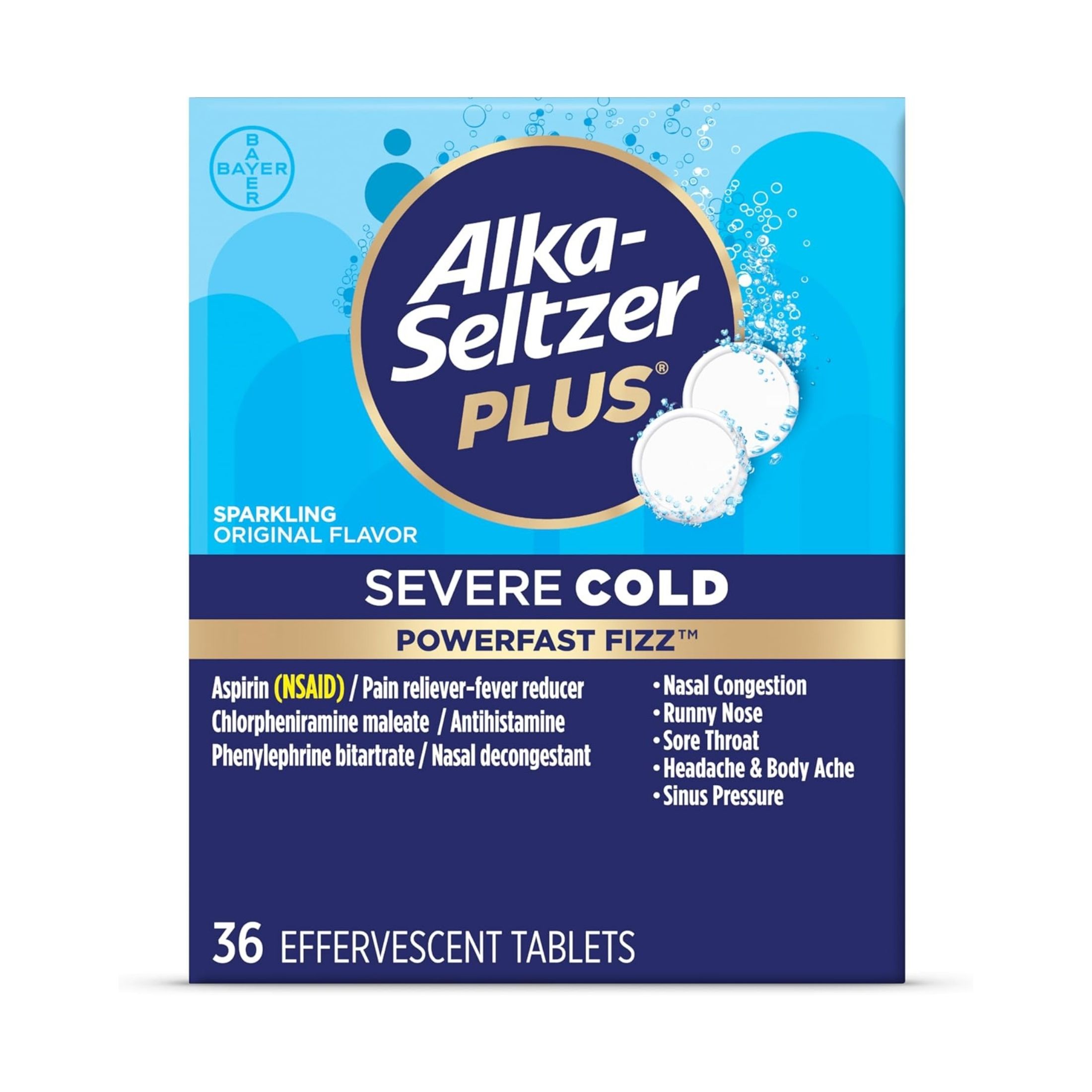 Alka-Seltzer Plus Severe Cold Sparkling Original Powerfast Fizz Effervescent Tablets