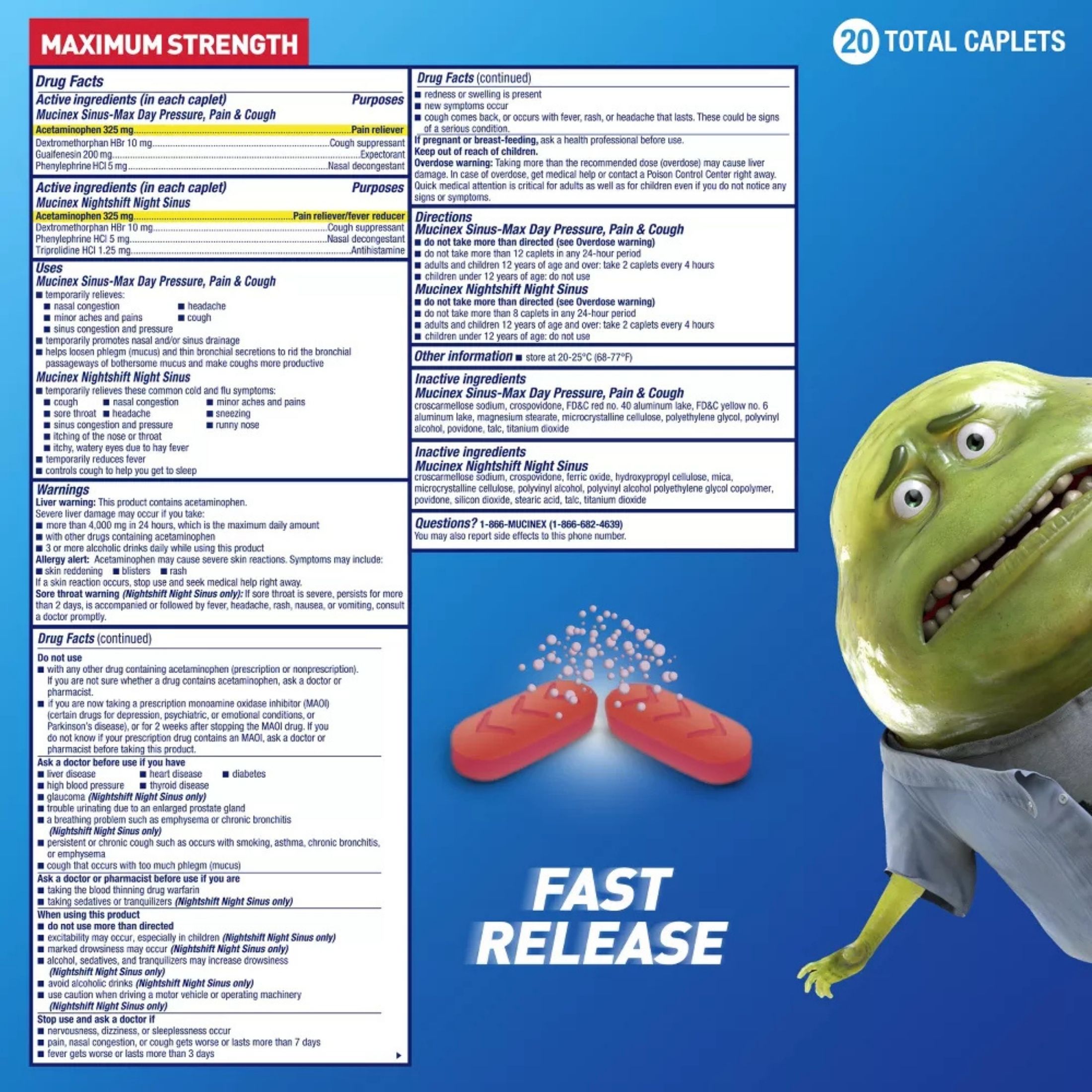 Mucinex Sinus Max/Nightshift Maximum Strength Caplets