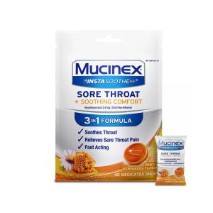 Mucinex InstaSoothe Soothing Comfort Honey & Echinacea Flavor Sore Throat Drops