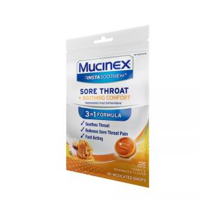 Mucinex InstaSoothe Soothing Comfort Honey & Echinacea Flavor Sore Throat Drops