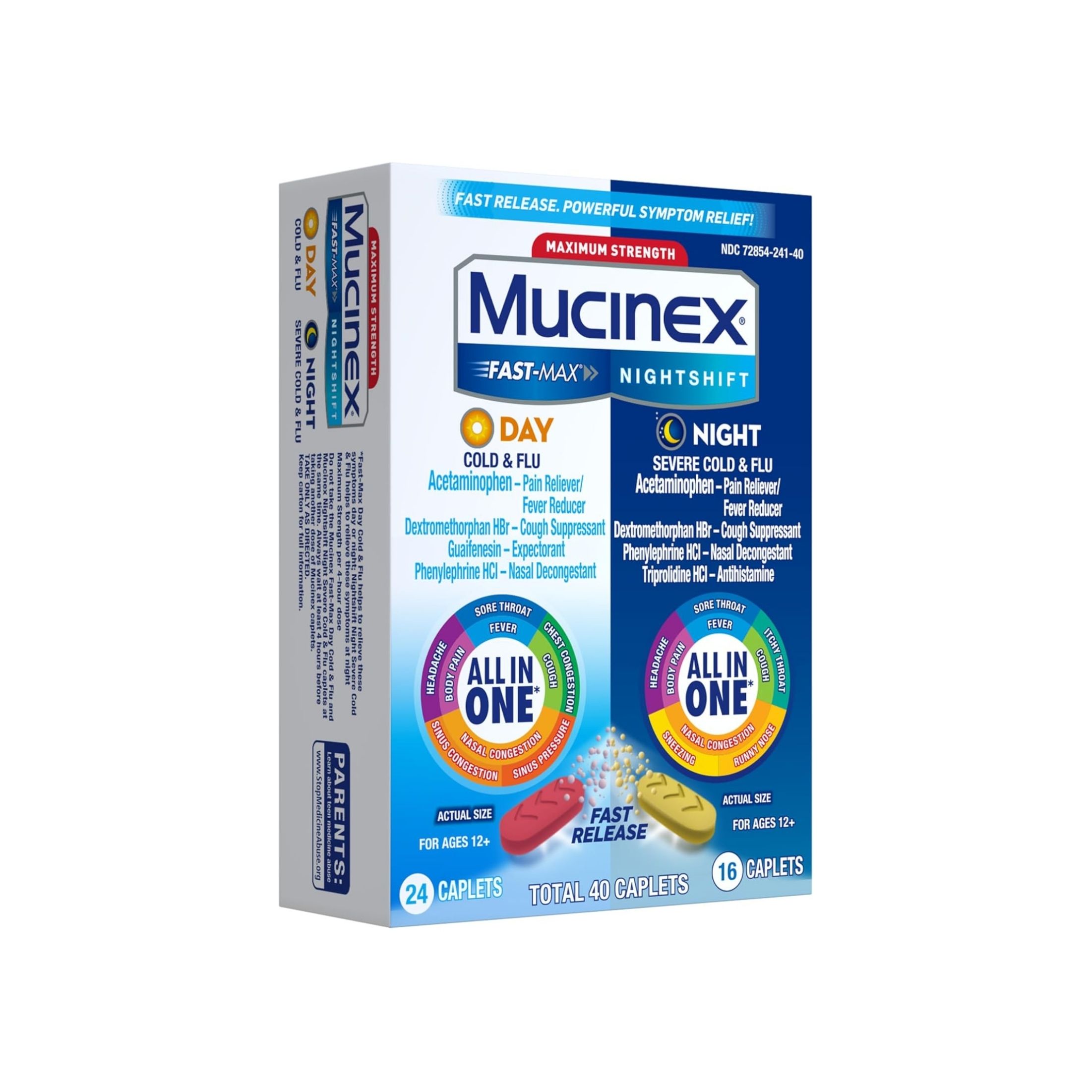 Mucinex Fast Max/Nightshift Day/Night Maximum Strength Cold & Flu