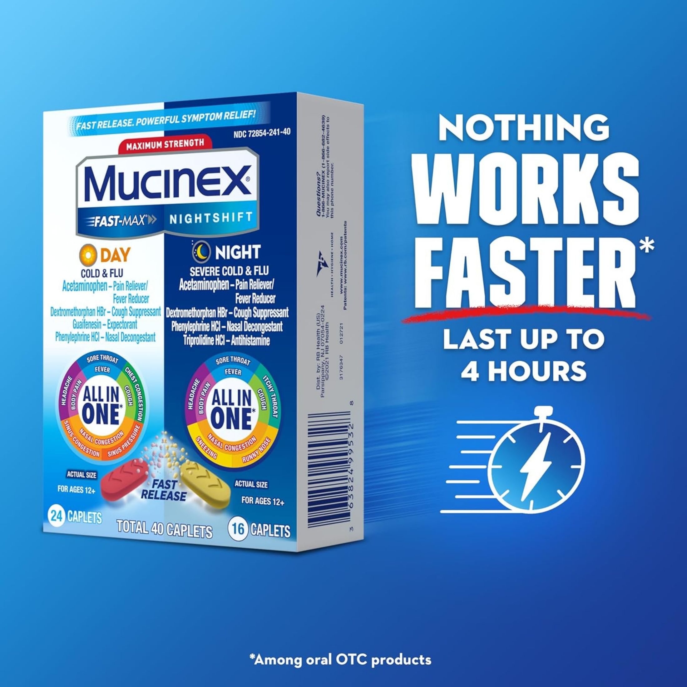 Mucinex Fast Max/Nightshift Day/Night Maximum Strength Cold & Flu