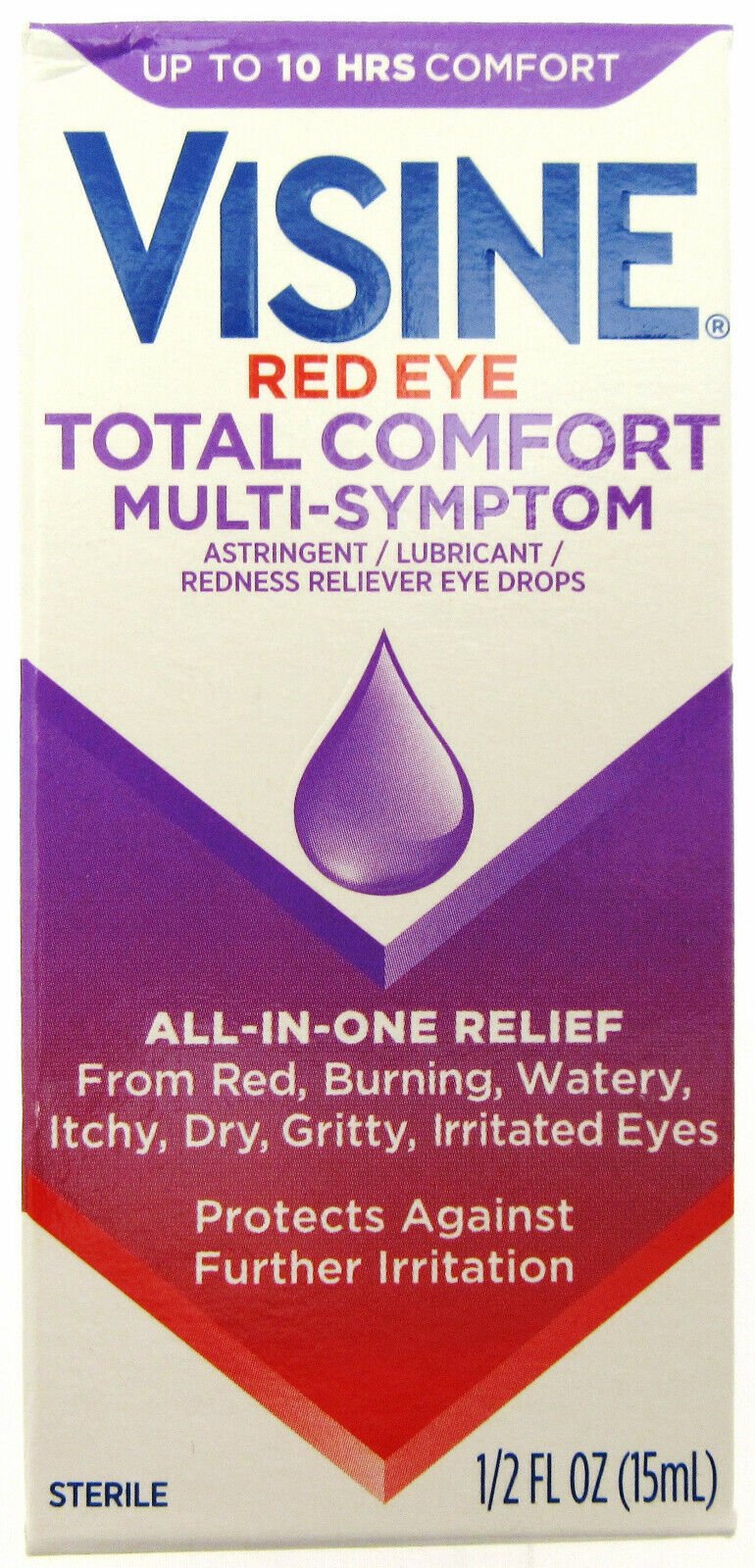 Visine Red Eye, Total Comfort Multi-Symptom Eye Drops, 1/2 Fl Oz (15 Ml)